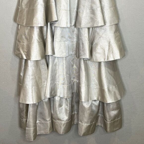 Keepsake Skirt Womens XS Silver Metallic Tiered Ruffle Maxi Formal Evening Party - Picture 7 of 10